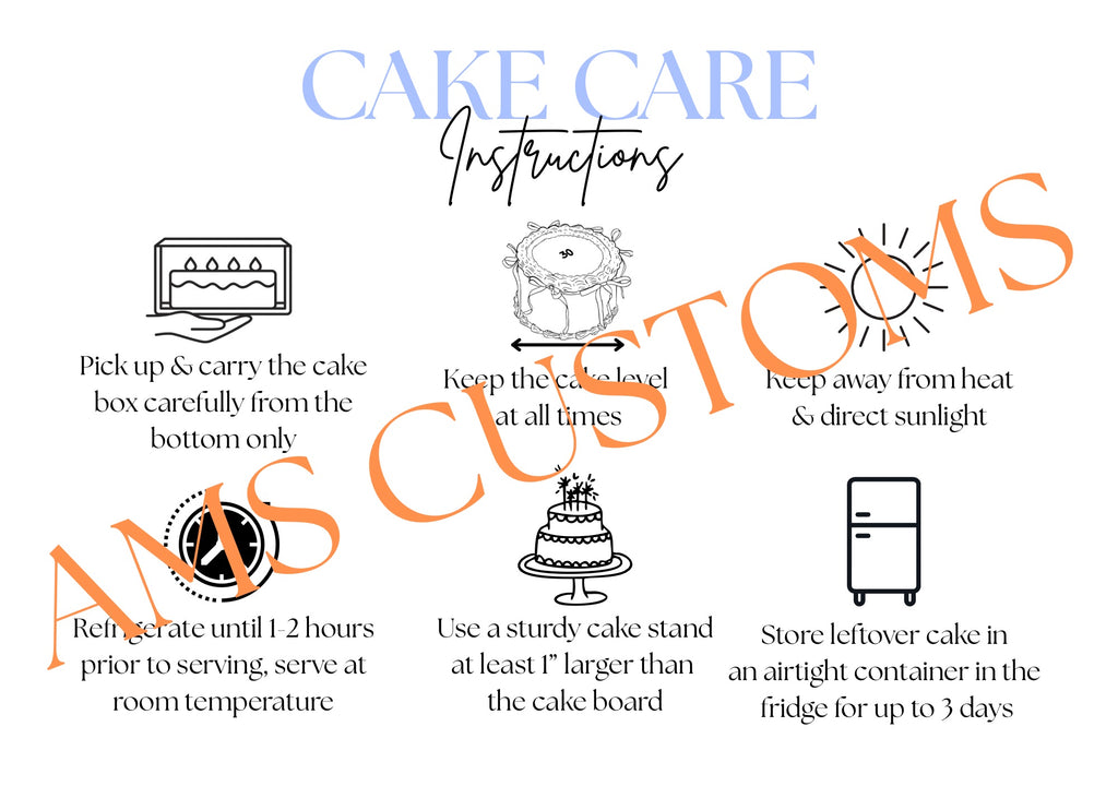Cake Care & Cutting Guide Printable